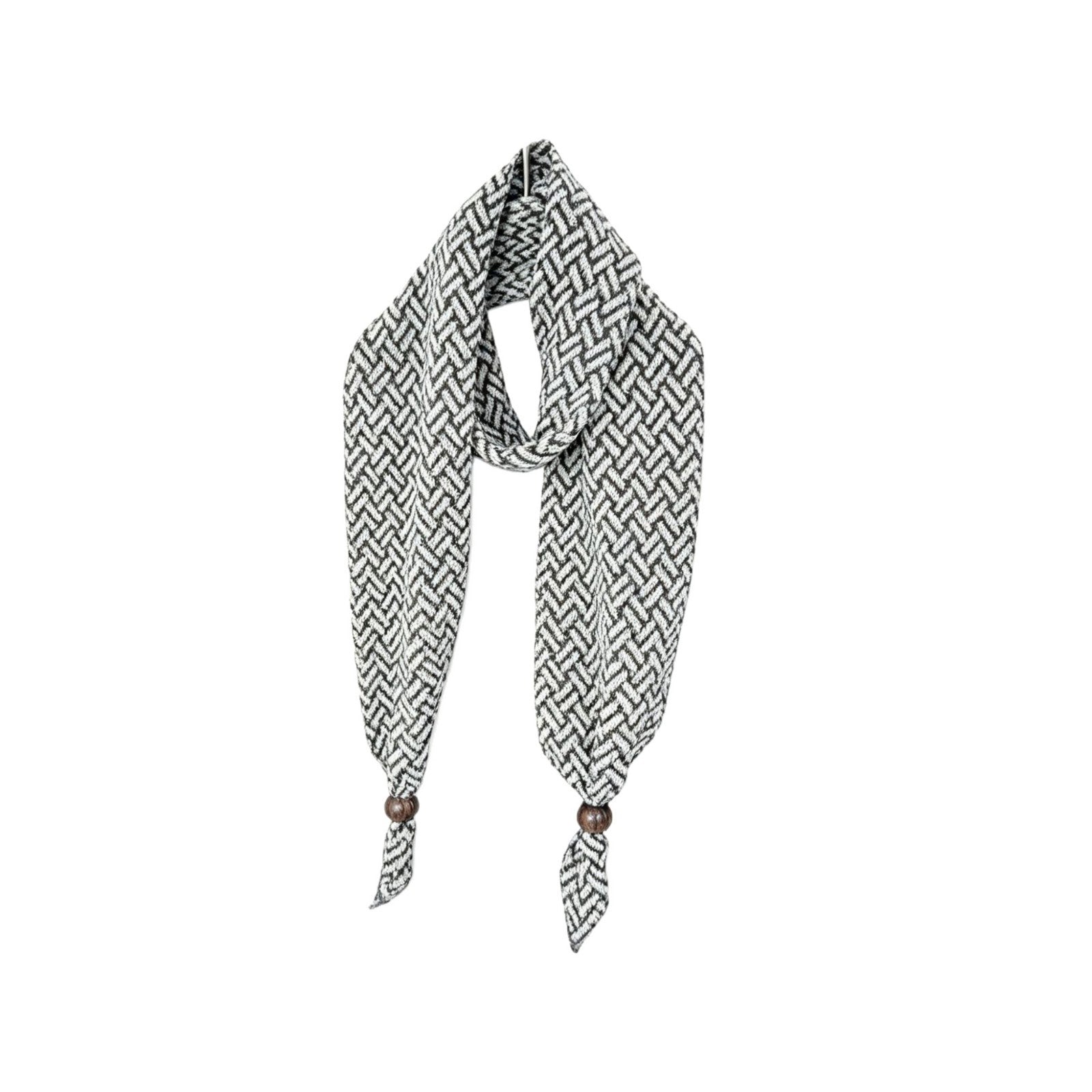Women’s Linen Twilly Scarf With Lattice Pattern In Grey, Perfect For Spring