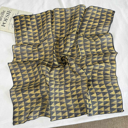 Lattice Bandana In Linen, Multicolor Silk Scarf Perfect For Spring