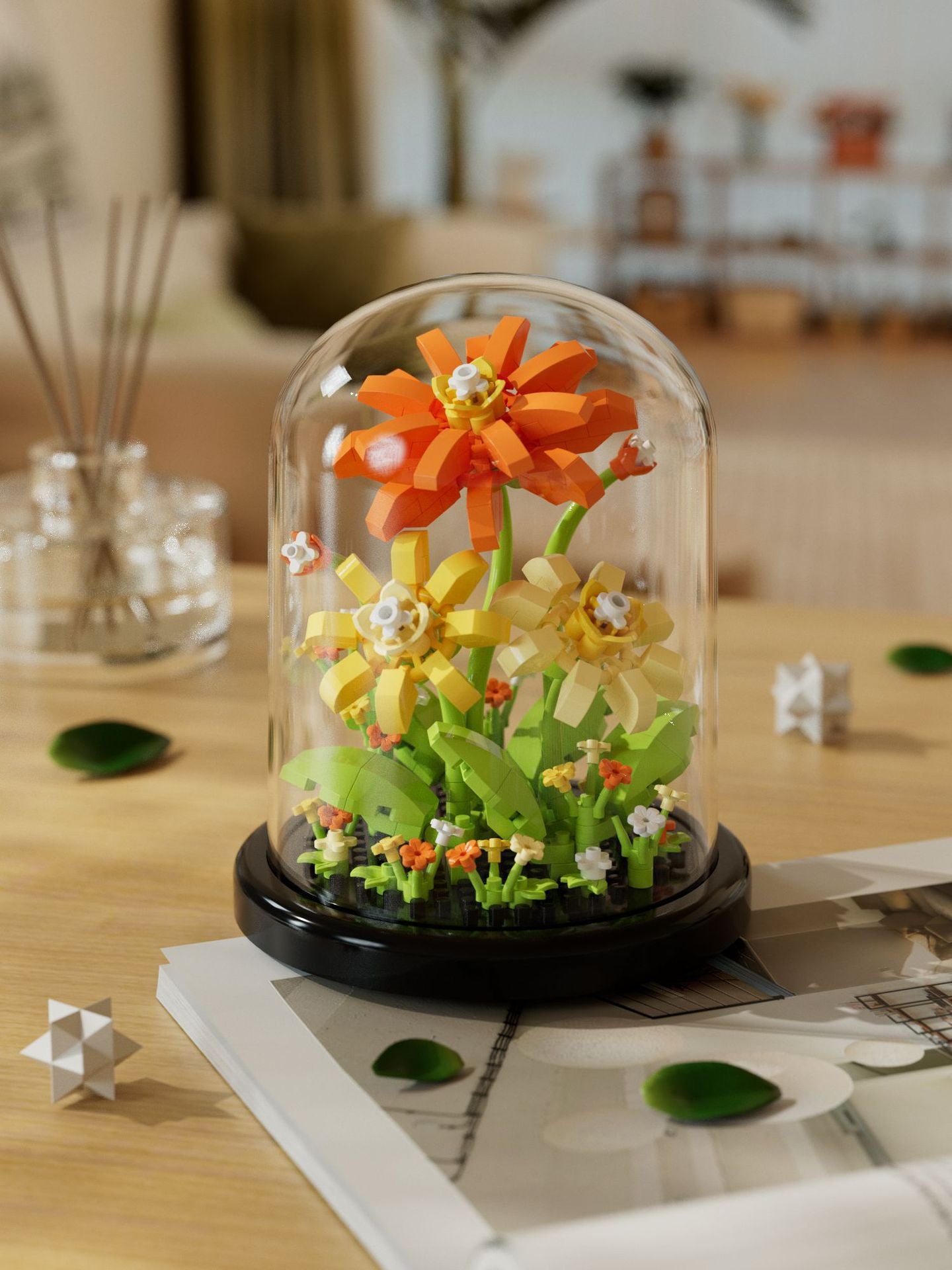 Valentine's Day Multicolor Flowers Building Toys For Kids Ages 7-16, Plastic Construction Set For Children Unisex