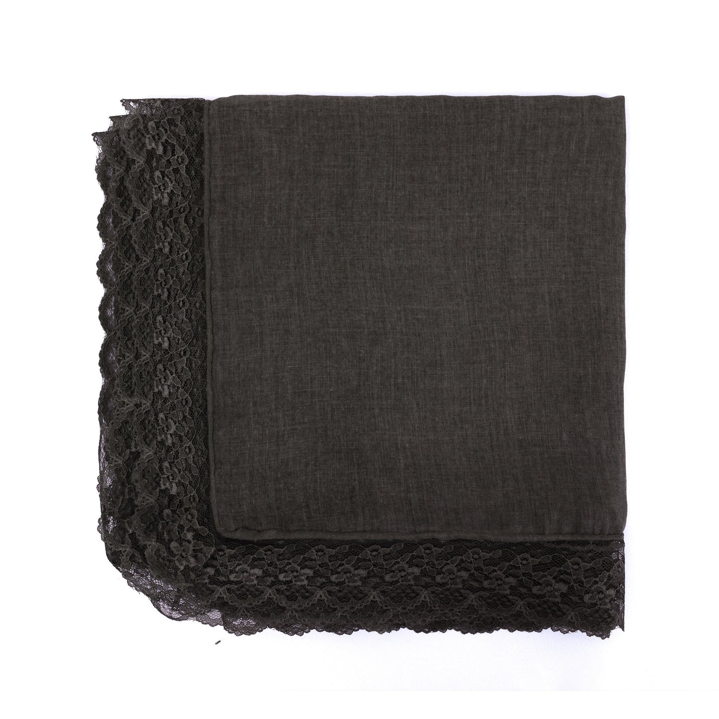 Solid Color Basic Women Hijab Hat In Khaki, Mercerized Cotton Material With Lace Craft