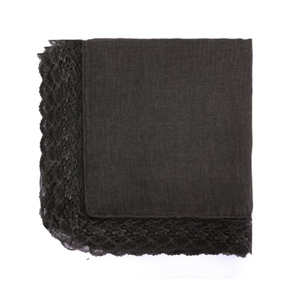 Solid Color Basic Women Hijab Hat In Khaki, Mercerized Cotton Material With Lace Craft