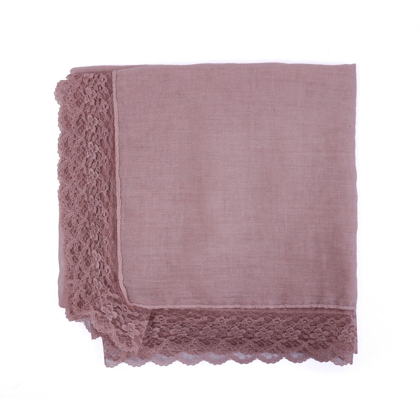 Solid Color Basic Women Hijab Hat In Khaki, Mercerized Cotton Material With Lace Craft