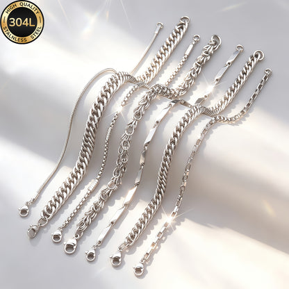 Handmade Men's 304 Stainless Steel Cuban Link Chain Curb Chain Bracelet