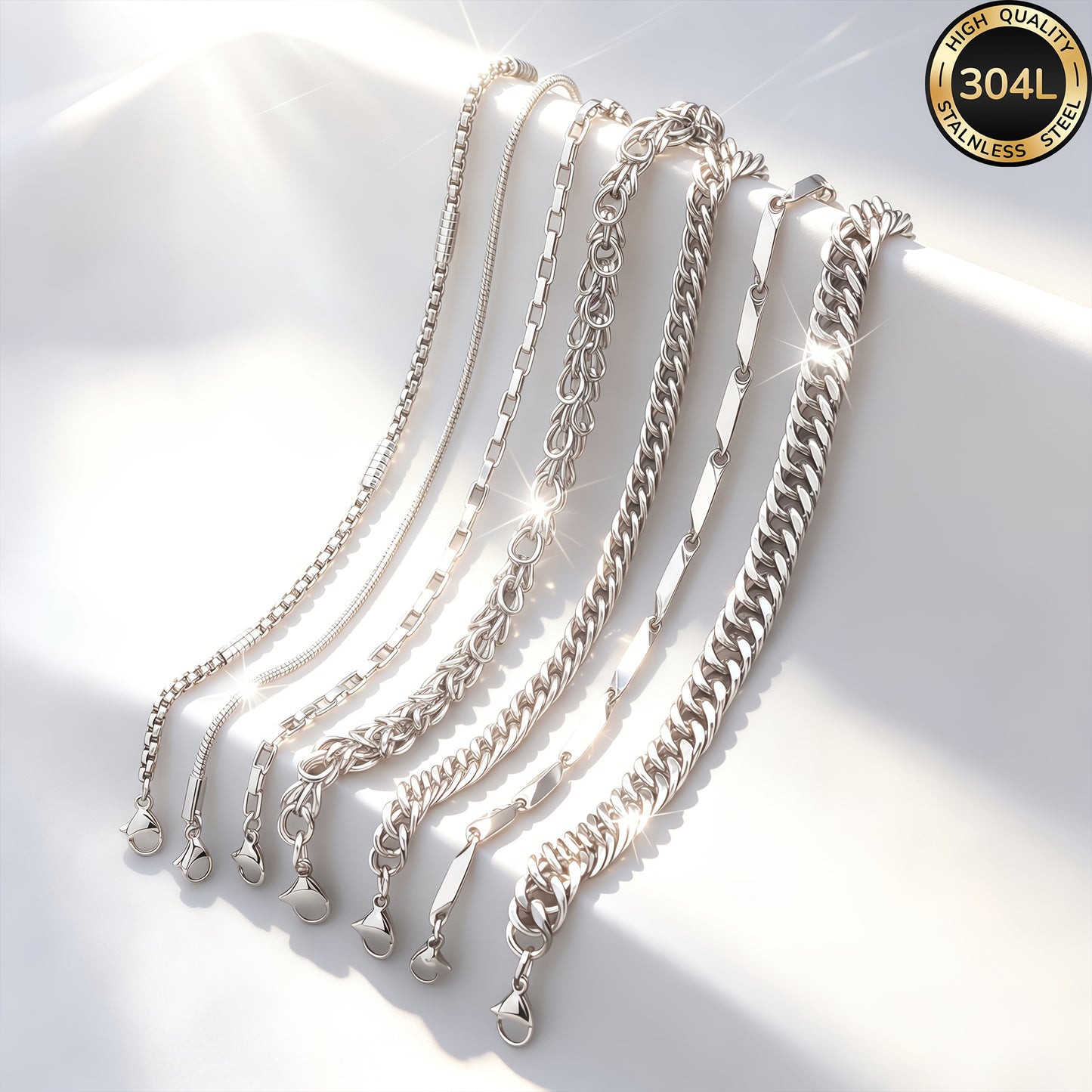 Handmade Men's 304 Stainless Steel Cuban Link Chain Curb Chain Bracelet