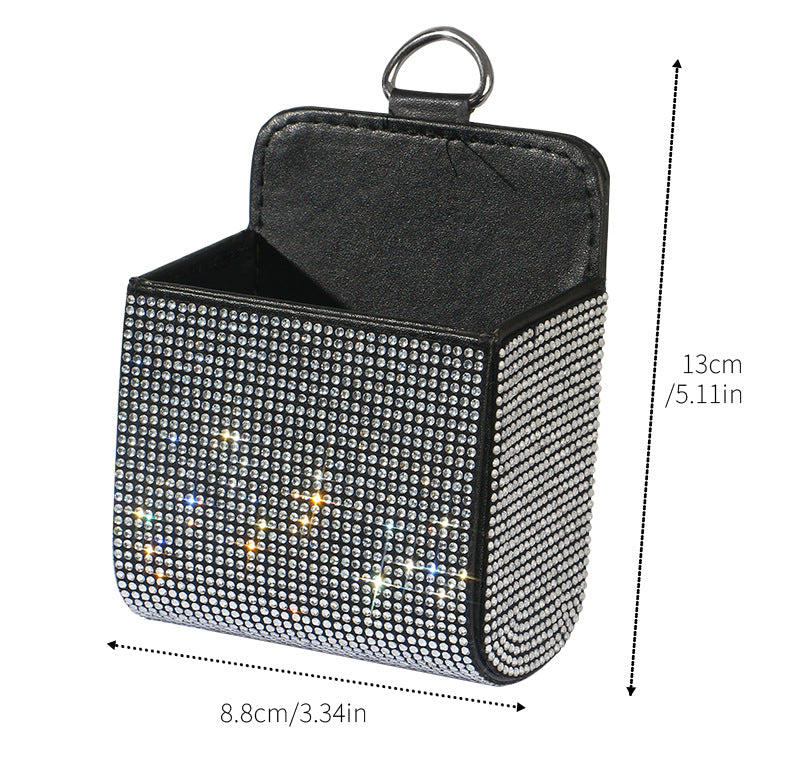 PU Leather Storage Bag With Diamond Craftsmanship For Car Use, Durable And Stylish Organizer