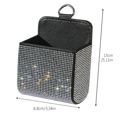 PU Leather Storage Bag With Diamond Craftsmanship For Car Use, Durable And Stylish Organizer