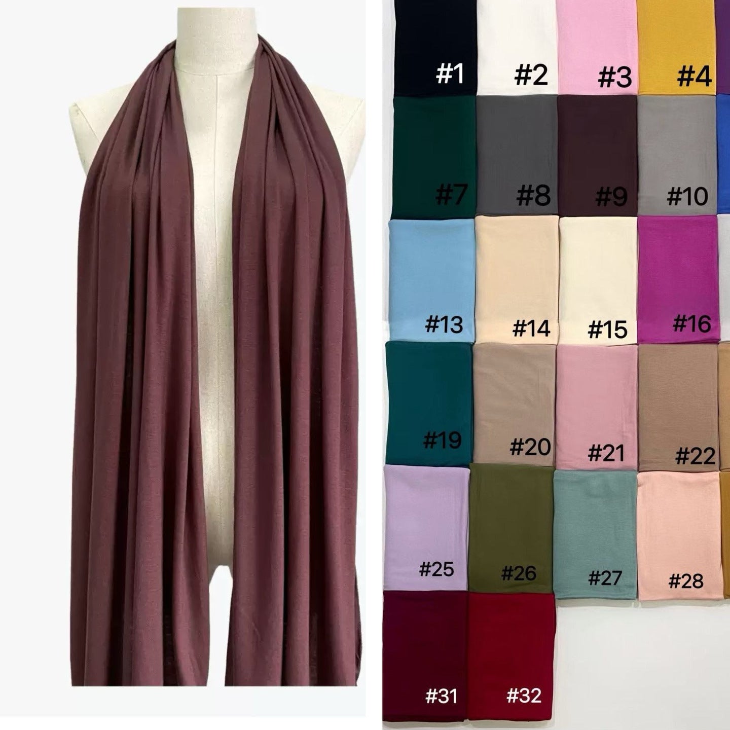 Solid Color Ethnic Style Women's Hijab In White, Mercerized Cotton Material Featuring Braid Craftsmanship
