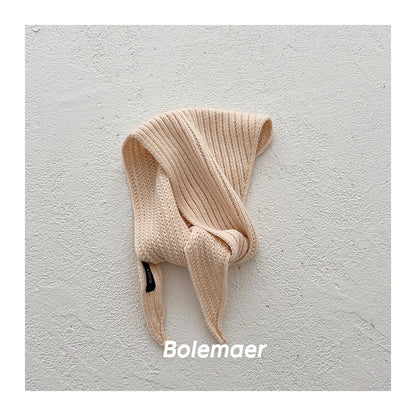 Solid Color Kid's Scarf In Beige Cotton, Perfect For Autumn & Winter