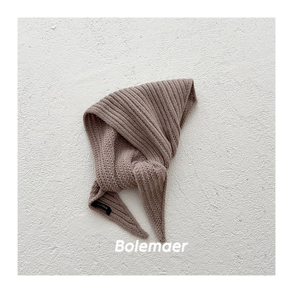 Solid Color Kid's Scarf In Beige Cotton, Perfect For Autumn & Winter