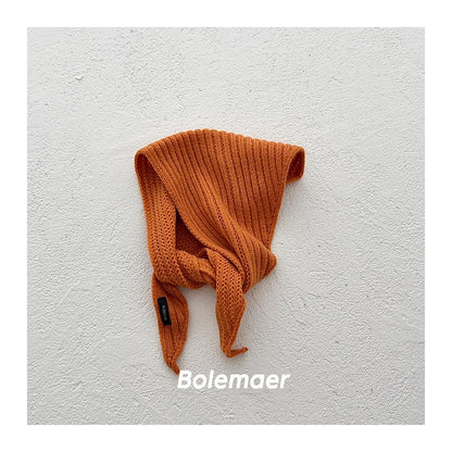 Solid Color Kid's Scarf In Beige Cotton, Perfect For Autumn & Winter