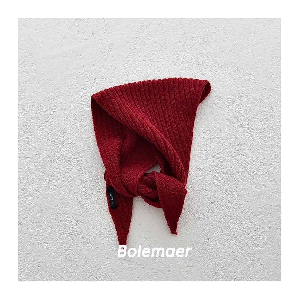 Solid Color Kid's Scarf In Beige Cotton, Perfect For Autumn & Winter