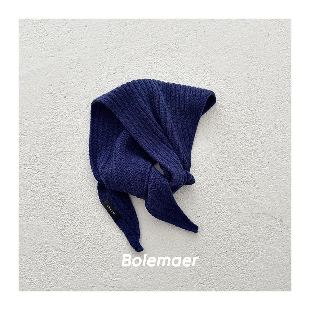 Solid Color Kid's Scarf In Beige Cotton, Perfect For Autumn & Winter