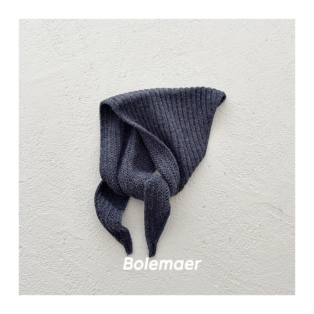 Solid Color Kid's Scarf In Beige Cotton, Perfect For Autumn & Winter
