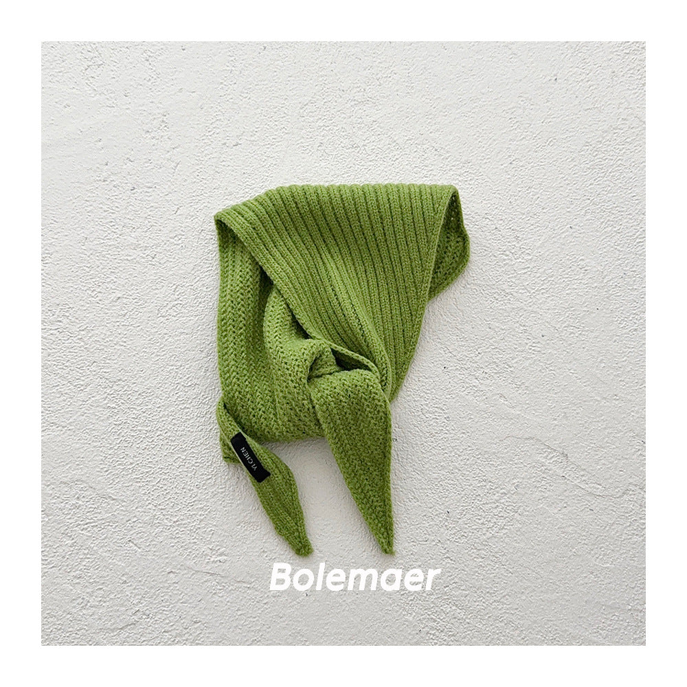 Solid Color Kid's Scarf In Beige Cotton, Perfect For Autumn & Winter