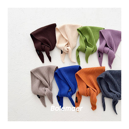 Solid Color Kid's Scarf In Beige Cotton, Perfect For Autumn & Winter