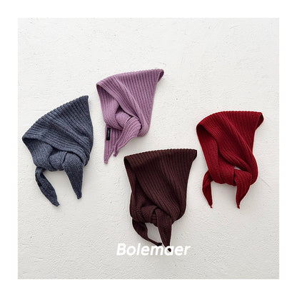 Solid Color Kid's Scarf In Beige Cotton, Perfect For Autumn & Winter