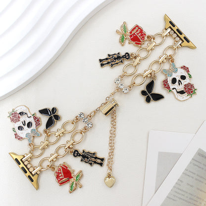Apple Watch Strap In Gold Alloy Featuring Halloween Pattern For Smartwatch