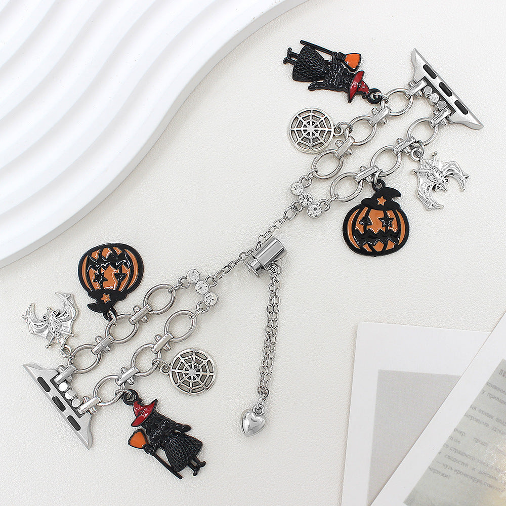 Apple Watch Strap In Gold Alloy Featuring Halloween Pattern For Smartwatch