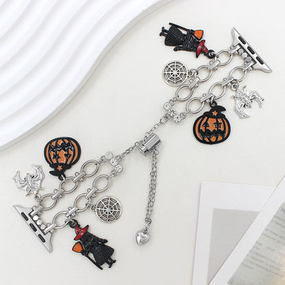 Apple Watch Strap In Gold Alloy Featuring Halloween Pattern For Smartwatch