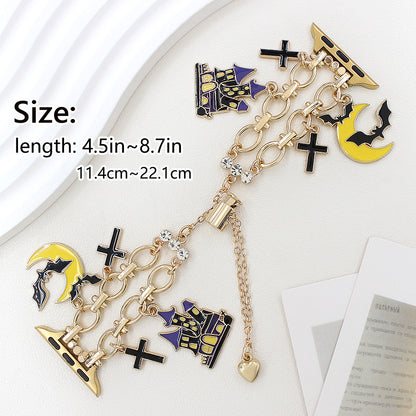 Apple Watch Strap In Gold Alloy Featuring Halloween Pattern For Smartwatch