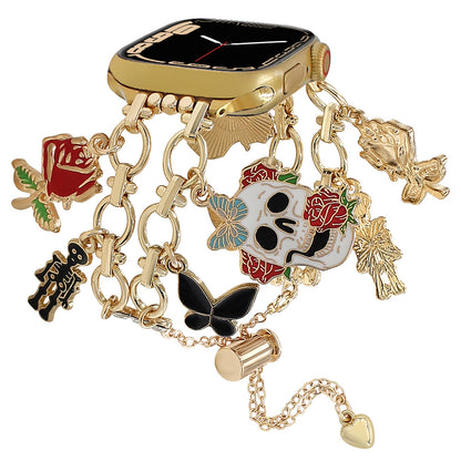 Apple Watch Strap In Gold Alloy Featuring Halloween Pattern For Smartwatch