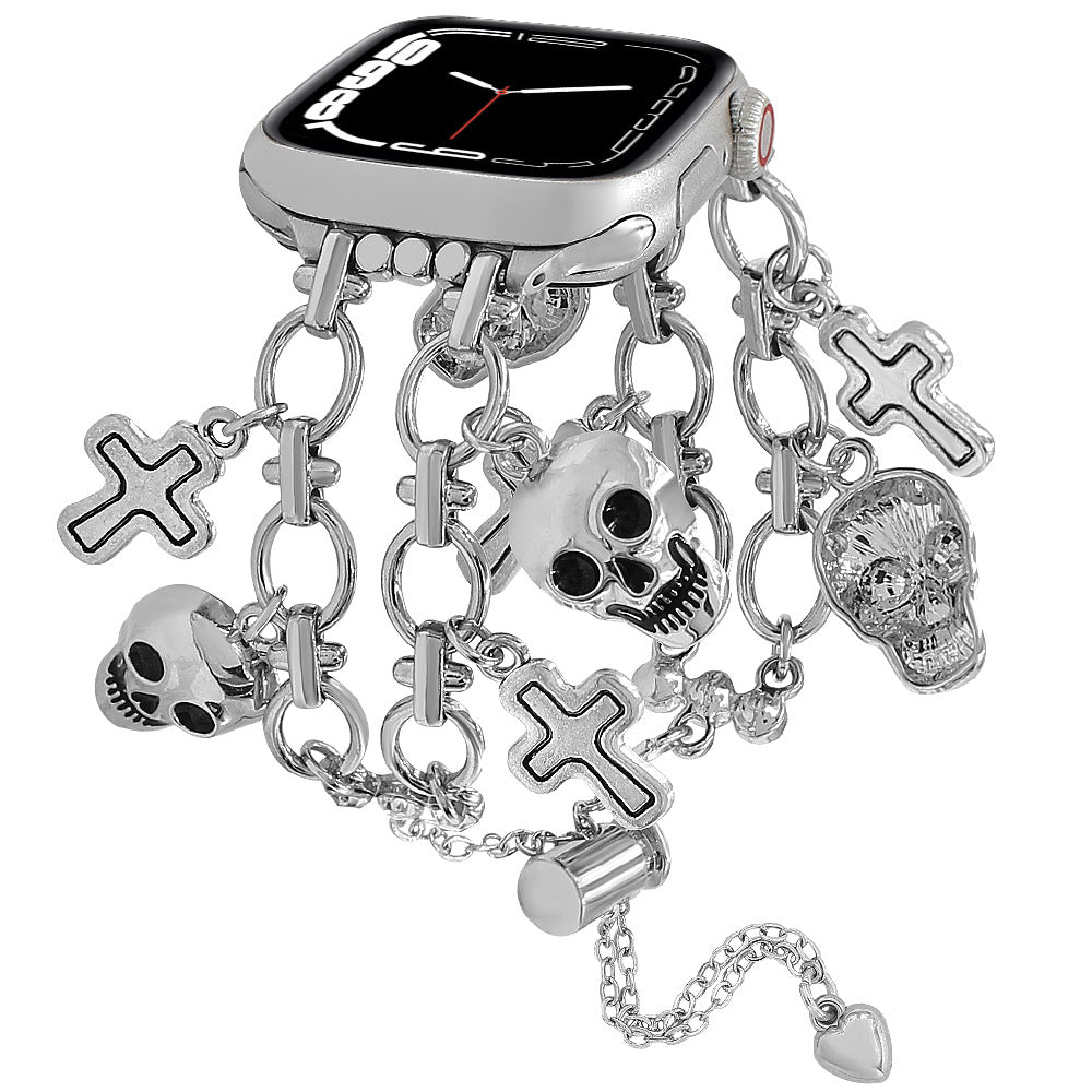 Apple Watch Strap In Gold Alloy Featuring Halloween Pattern For Smartwatch