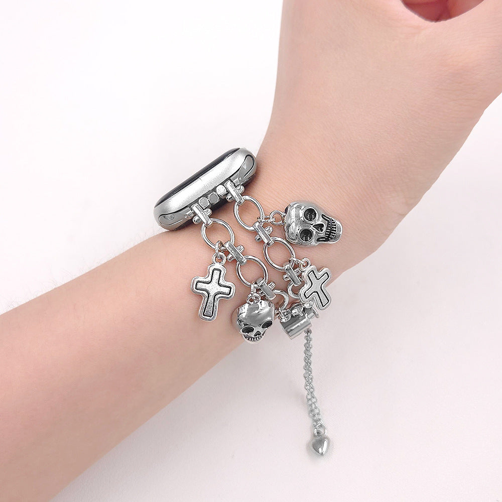 Apple Watch Strap In Gold Alloy Featuring Halloween Pattern For Smartwatch