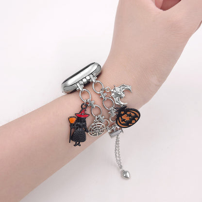 Apple Watch Strap In Gold Alloy Featuring Halloween Pattern For Smartwatch