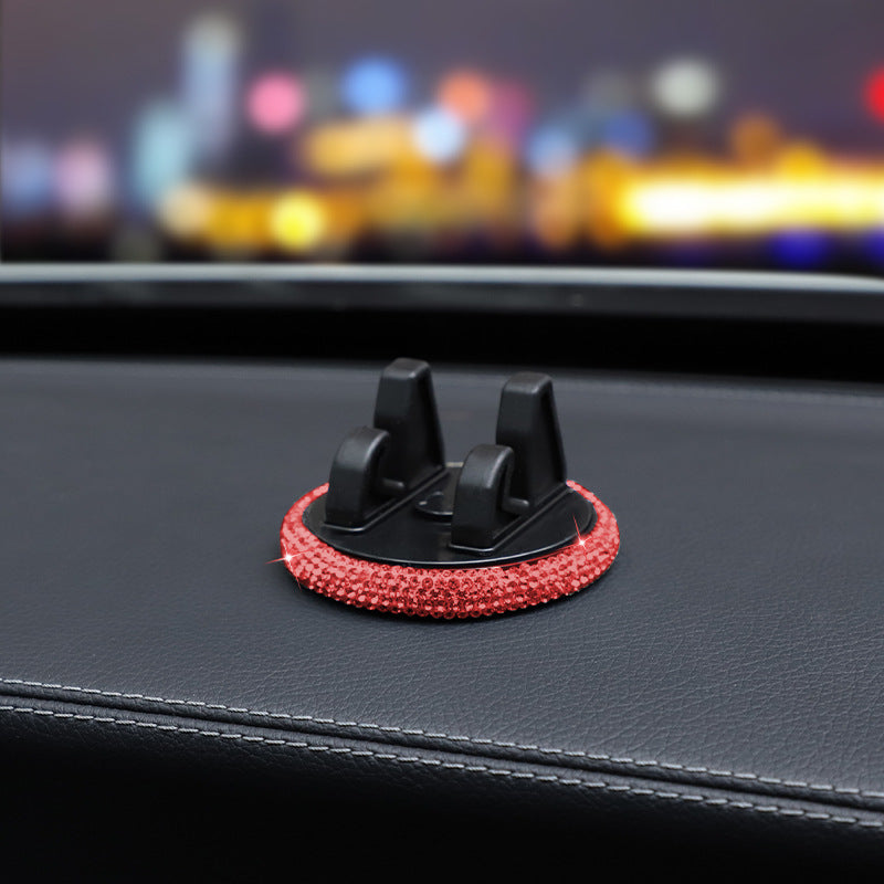 Car Phone Holder With Rhinestones In Elegant White For Stylish Vehicle Accessory