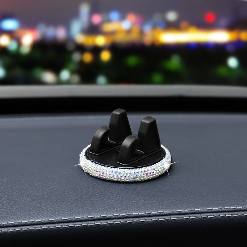 Car Phone Holder With Rhinestones In Elegant White For Stylish Vehicle Accessory