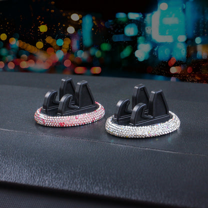Car Phone Holder With Rhinestones In Elegant White For Stylish Vehicle Accessory