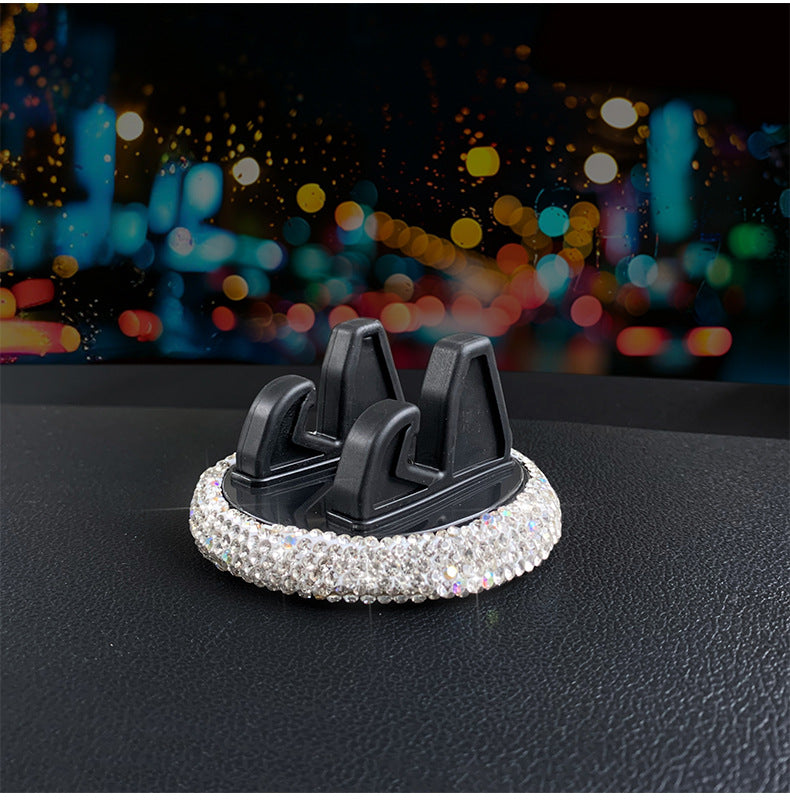 Car Phone Holder With Rhinestones In Elegant White For Stylish Vehicle Accessory