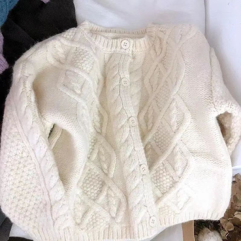 Cute Solid Color Children's Sweater In Purple Featuring Knitted Polyester Fabric With A Loose Fit