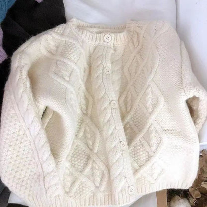 Cute Solid Color Children's Sweater In Purple Featuring Knitted Polyester Fabric With A Loose Fit