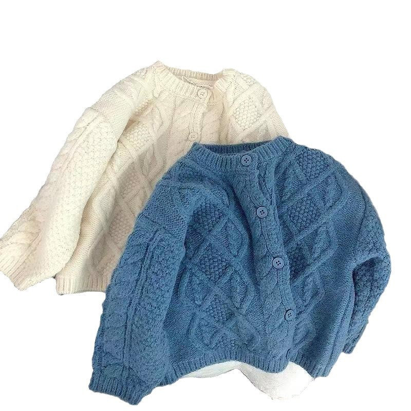 Cute Solid Color Children's Sweater In Purple Featuring Knitted Polyester Fabric With A Loose Fit