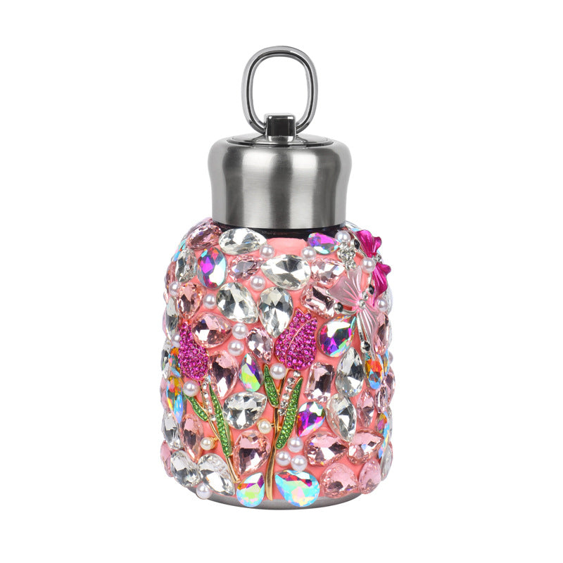 Crystal Car Interior Decoration In Natural Pink Featuring Durable 304 Stainless Steel Material