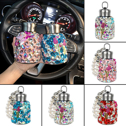 Crystal Car Interior Decoration In Natural Pink Featuring Durable 304 Stainless Steel Material