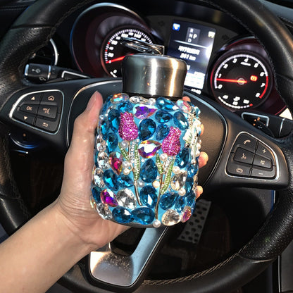 Crystal Car Interior Decoration In Natural Pink Featuring Durable 304 Stainless Steel Material