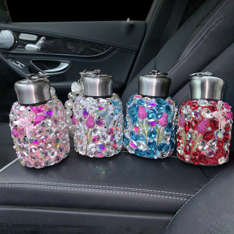 Crystal Car Interior Decoration In Natural Pink Featuring Durable 304 Stainless Steel Material
