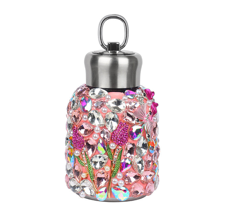 Crystal Car Interior Decoration In Natural Pink Featuring Durable 304 Stainless Steel Material