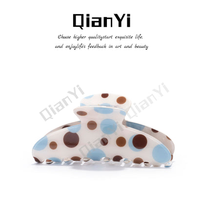 Sweet Polka Dots Hair Claw For Women Made Of Acetic Acid Sheets In Beige