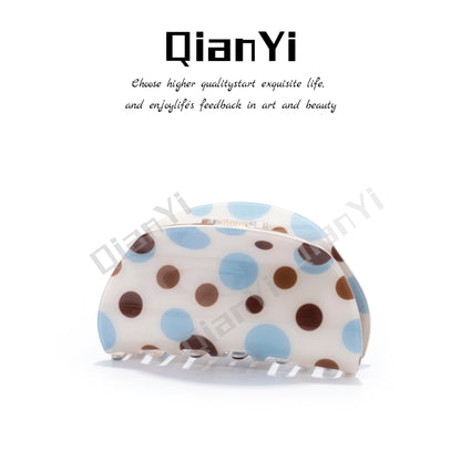 Sweet Polka Dots Hair Claw For Women Made Of Acetic Acid Sheets In Beige