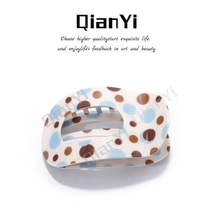 Sweet Polka Dots Hair Claw For Women Made Of Acetic Acid Sheets In Beige