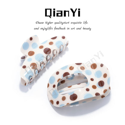 Sweet Polka Dots Hair Claw For Women Made Of Acetic Acid Sheets In Beige