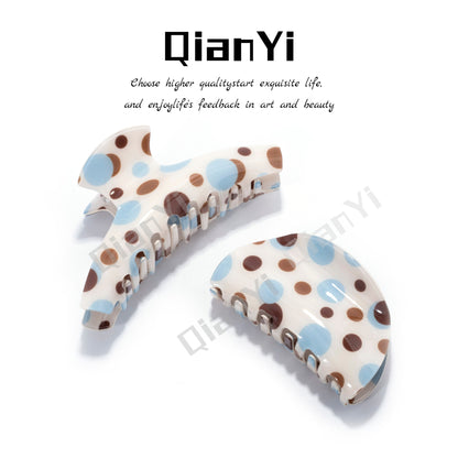 Sweet Polka Dots Hair Claw For Women Made Of Acetic Acid Sheets In Beige