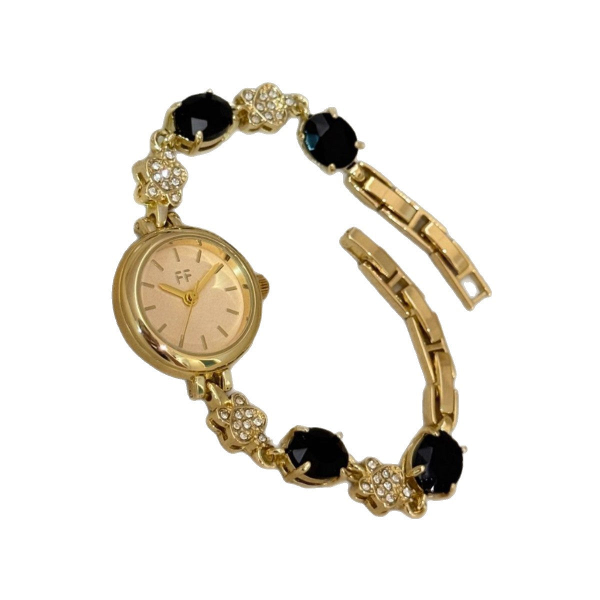 Women’s Quartz Watch With Alloy Strap, Round Dial Featuring Ordinary Glass Mirror And Pointer Display