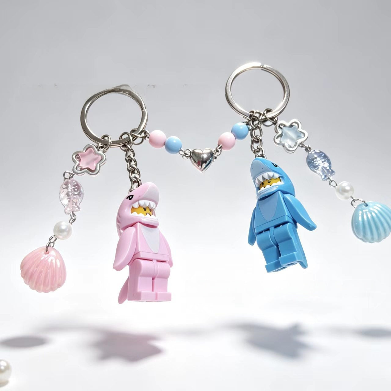 Shark Key Chain In Marine Style, Made Of Durable Plastic, Perfect Summer Accessory