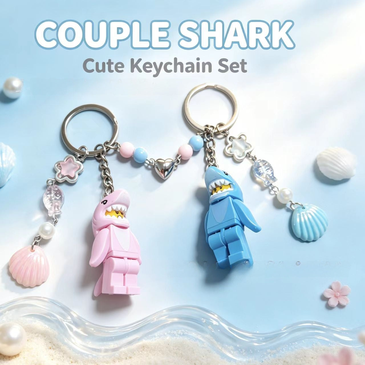 Shark Key Chain In Marine Style, Made Of Durable Plastic, Perfect Summer Accessory