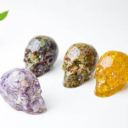 Modern Style Resin Skull Ornament For Christmas, Perfect Office Decoration