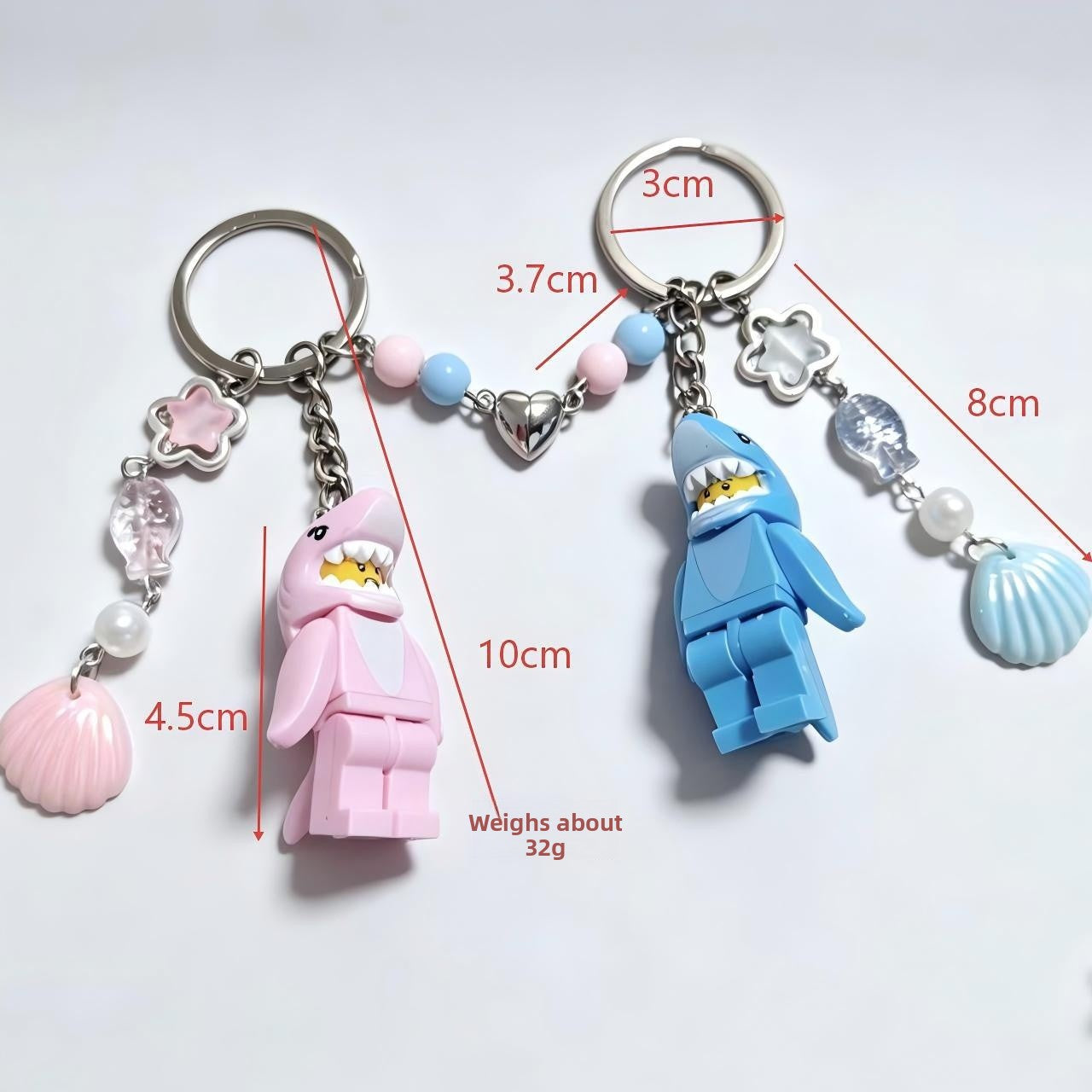Shark Key Chain In Marine Style, Made Of Durable Plastic, Perfect Summer Accessory